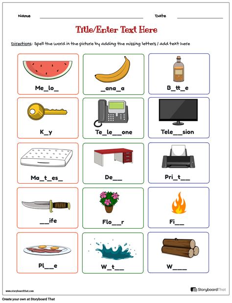 Free Vocabulary Worksheet Templates At Storyboardthat