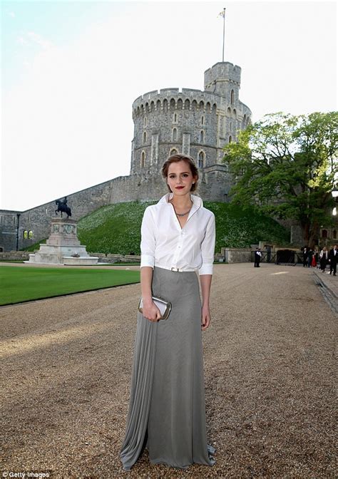 Emma Watson Works A School Girl Look In White Shirt And Grey Skirt As She Attends Prince William