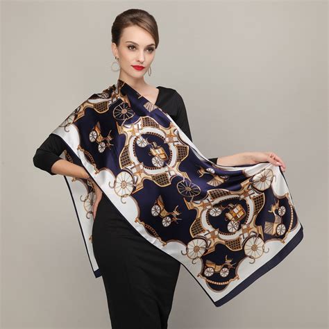 Buy Ladies Long Silk Scarf Shawl Fashion Striped Pattern Black White Long