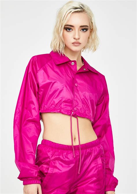 Pink Crop Jacket Pink Crop Windbreaker Pink Crop Windbreaker Etsy