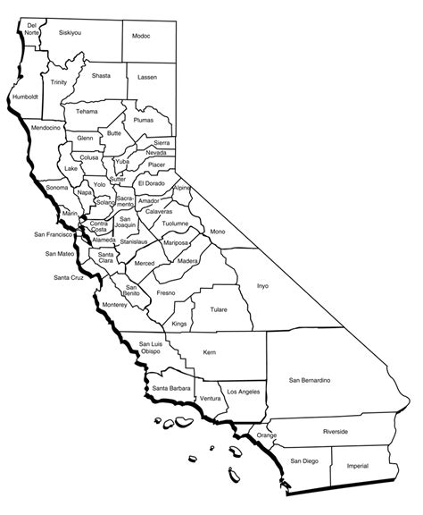 Printable Map Of California Map Counties And Districts