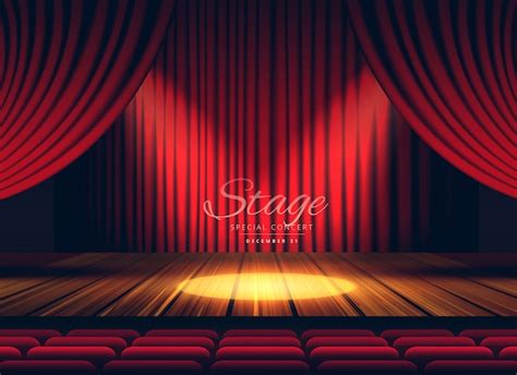 Theater Stage Background With Red Curtains Vector Free Download