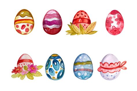 Free Vector Watercolor Easter Egg Collection