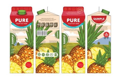 Template Packaging Design Pineapple Juice In 2021 Juice Carton