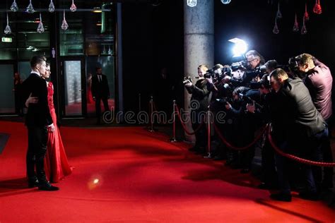 Photographers Taking Pictures On Red Carpet Many Photographers Taking