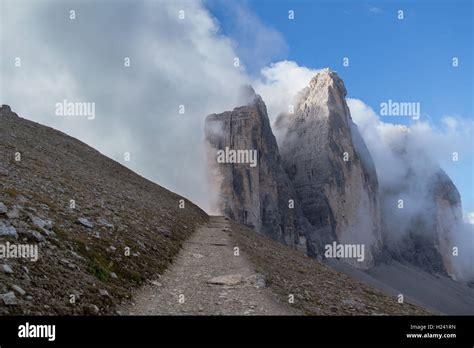 Three Peaks Tre Cime Di Lavaredo Drei Zinnen In The Italian
