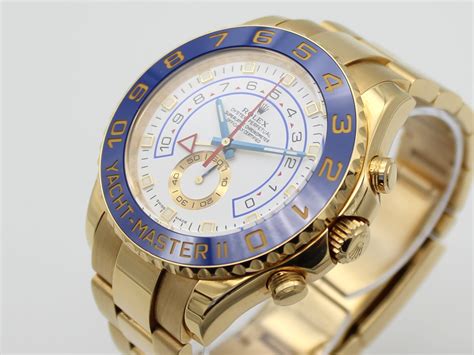 Rolex Yachtmaster Ii 18k Yellow Gold 44mm Blue Hands 116688 Luxury