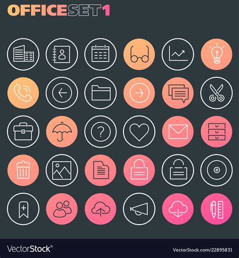 Inline Office Icons Collection Trendy Line Icons Vector Image