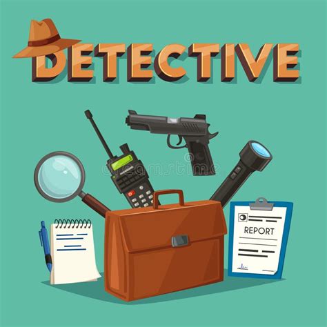 Detective Tools Cartoon Vector Illustration Stock Vector