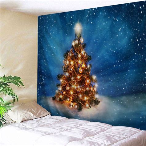 Wall Hanging Art Decor Christmas Tree Night Print Tapestry Colormix