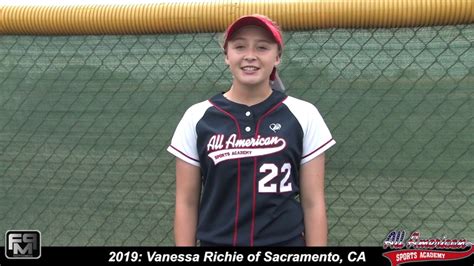 2019 Vanessa Richie Pitcher And First Base Softball Skills Video Aasa