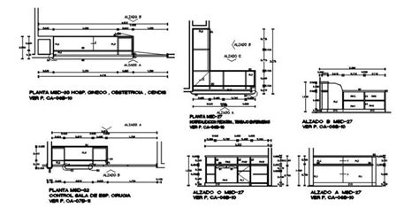 Multiple Kitchen Cabinet And Furniture Cad Drawing Details Dwg File