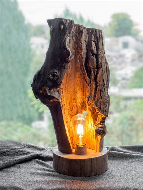 A Driftwood Lamp Wood Lamp Rustic Light Edison Lighting Woodlog