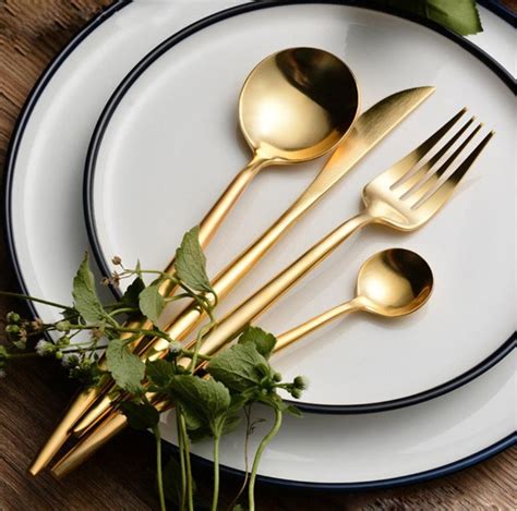 Cute Fancy Dinnerware Cutlery Set Of Shiny Gold Same Day Etsy