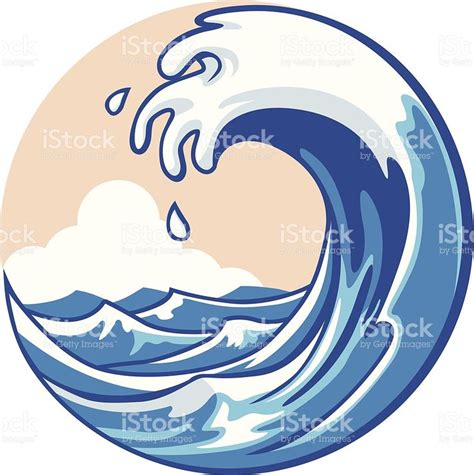 Vector Of Ocean Wave In A Circle Shape Ocean Wave Drawing Wave