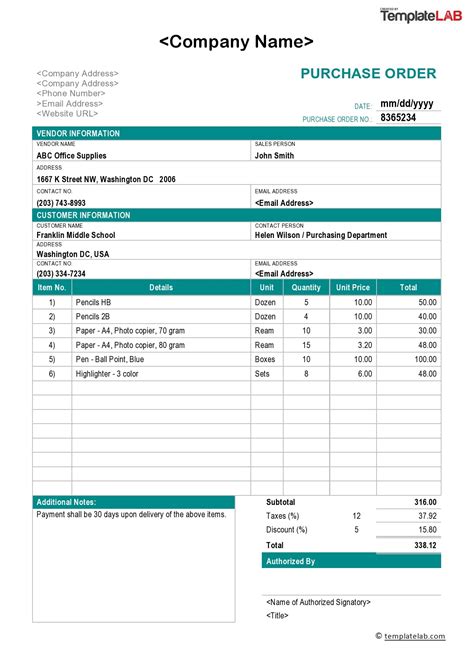 Excel Purchase Order Template Purchase Order Template Purchase Order