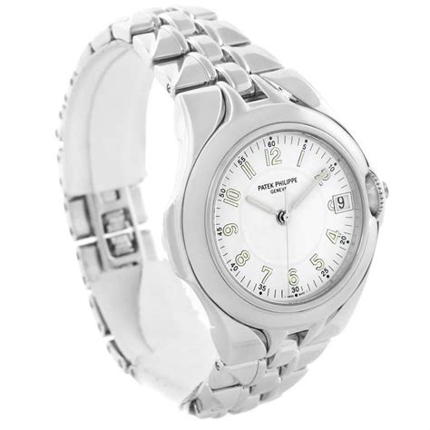 Patek Philippe Sculpture Stainless Steel White Dial Watch