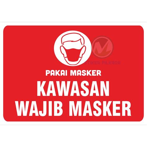 Jual Stiker Kawasan Wajib Masker Uk A X Cm Shopee Indonesia