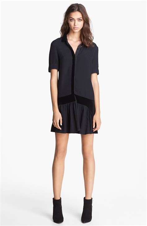 The Kooples Velvet Trim Drop Waist Dress Nordstrom