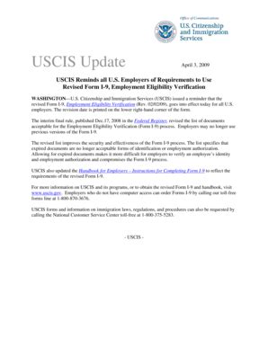 Fillable Online USCIS Reminds All U S Employers Of Requirements To Use