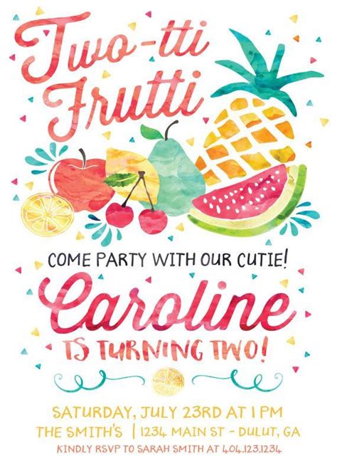 A Flyer For A Party With Watermelon Pineapple And Other Fruit On It
