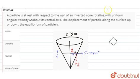 A Particle Is At Rest With Respect To The Wall Of An Inverted Cone