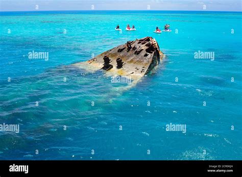 Shipwreck On Bermuda Island Semi Submerged Ship Hms Vixen Offshore