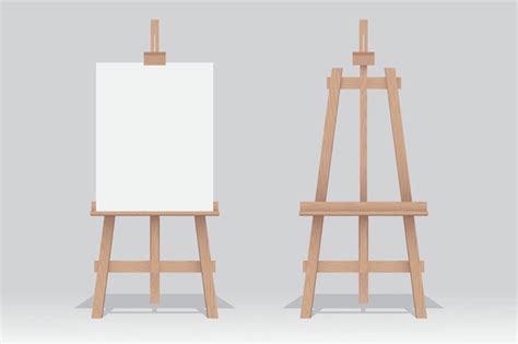 Premium Vector Wooden Easel Stand With Blank Canvas On White Background