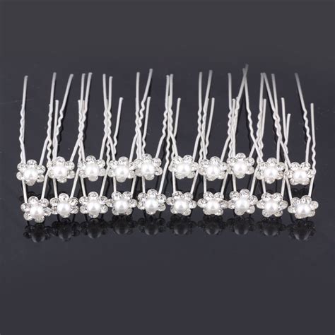 20 40 pcs pearl flower diamante crystal hair clips prom wedding bridal party uk ebay