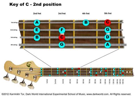 Key Of C Major 2nd Fret Position On Bass Guitar