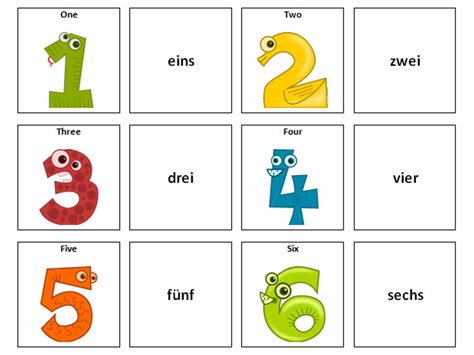 Numbers German Vocabulary Card Sort Teaching Resources