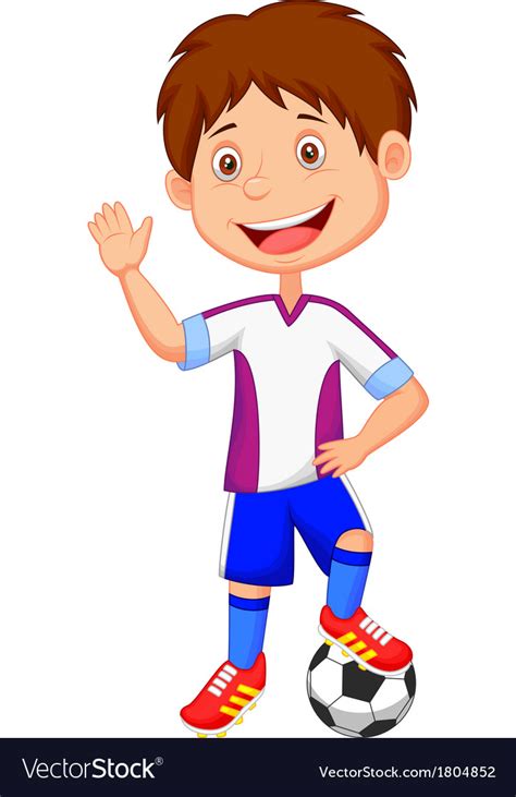 Cartoon Kid Playing Football Royalty Free Vector Image