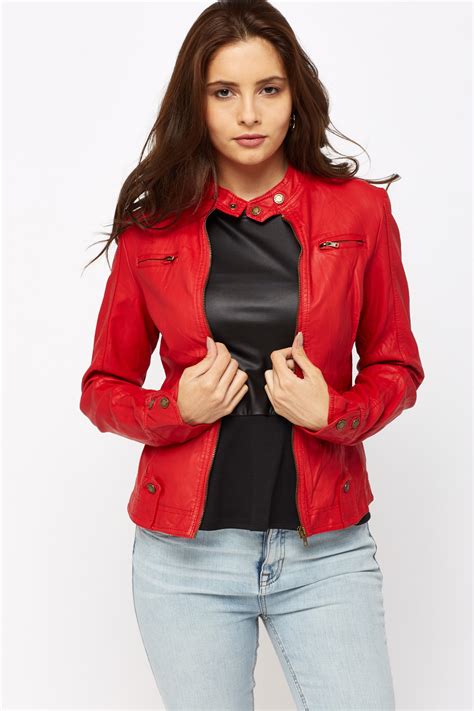 red faux leather jacket just 7