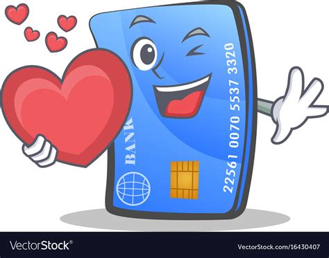 Credit Card Character Cartoon With Heart Vector Image