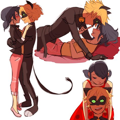 i feel bad for not posting any ladybug in a couple weeks so here s some marichats i doodled last