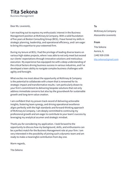Business Management Cover Letter Examples And Templates