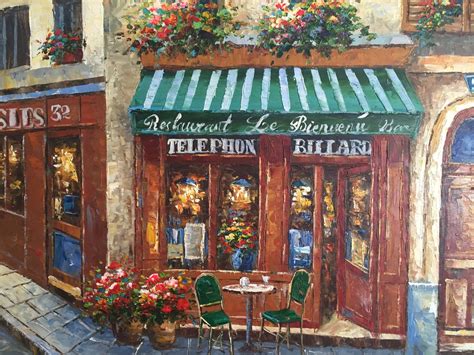 Original French Impressionist Paris Montmarte Street City Cafe Scene