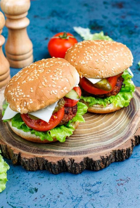 Delicious Fresh Homemade Burgers On Stock Image Colourbox