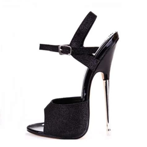 buy sexy sky high heel sandals for women metal heels 16cm dress shoes peep toe