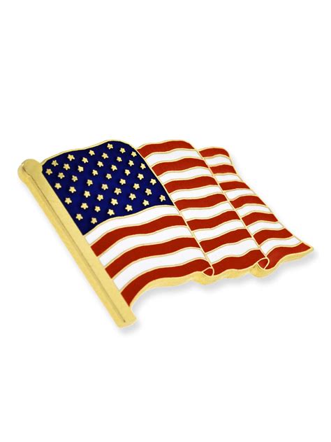 Pinmarts Made In Usa Waving American Flag Enamel Lapel Pin Gold Ebay