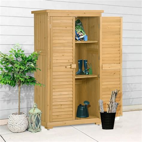 Syngar Outdoor Storage Cabinet Garden Wood Storage Shed Outside