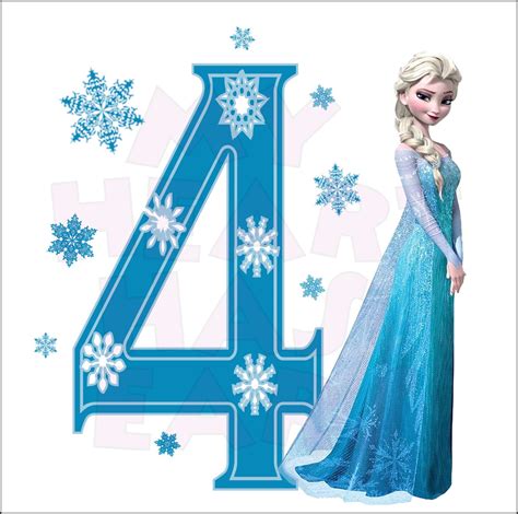 Disneys Frozen Elsa Birthday With Number 4 Instant Download Digital