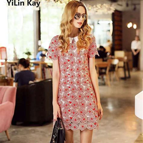 Yilin Kay High End Custom Summer Womens Dress 2019 Hollow Out Embroidery Heart Party Sundress