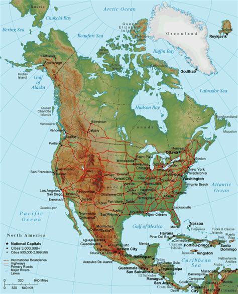 North America Map Relief Map