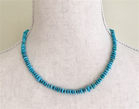 Vintage Turquoise Heishi Necklace Native American Sterling Silver Clasp