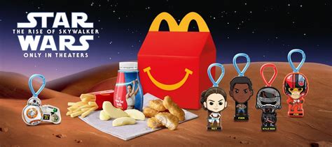 star wars toys are on display in front of a mcdonald s bag and other items