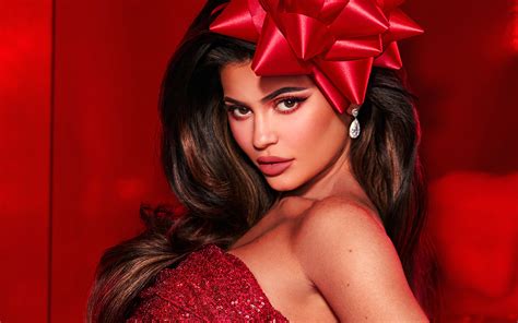 Download Wallpapers Kylie Jenner 4k Red Dress American Celebrity Beauty Kylie Kristen