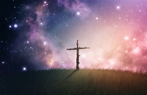A Single Cross Made Out Of Woode Under A Night Skyhmp5ta La Sabbath