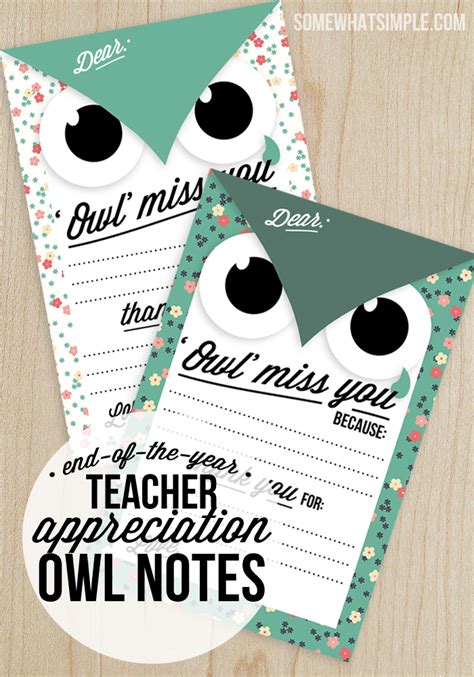 Owl miss you friend owl gift tag, leaving tag, last day of school, owl miss you this summer, thank you tag, teacher gift tag, printable. Thank You Notes for Teachers - "Owl" Miss You FREE ...