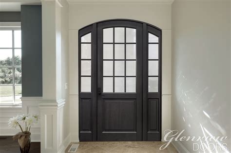 Classic Wood Entry Door Single With 2 Sidelites Clear Glass Gallery